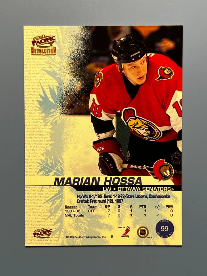 1998-99 PACIFIC REVOLUTION MARIAN HOSSA #99 OTTAWA SENATORS ROOKIE RC HOF - Image 2 of 2