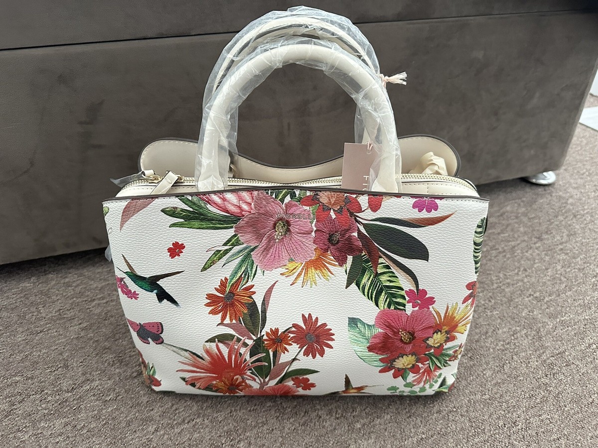 New Fiorelli Bethnal Savanna Print Handbag Cream Floral Summer