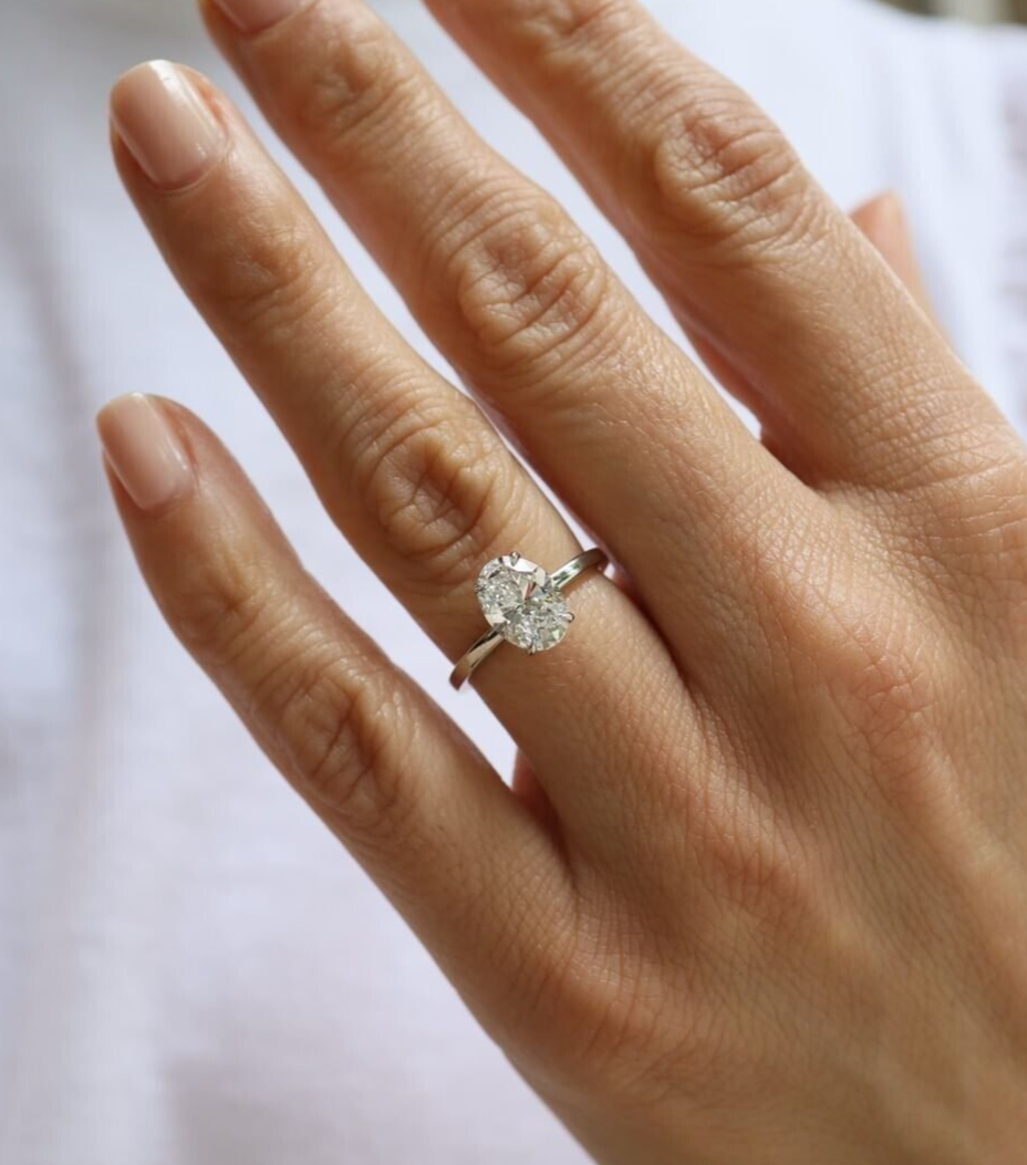 White Oval Cut Moissanite Solitaire 925 Sterling Silver