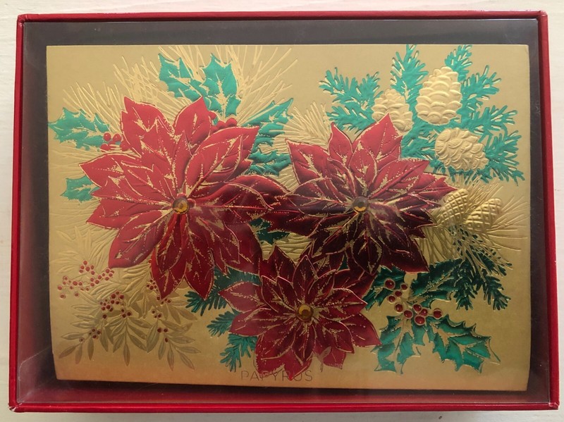 PAPYRUS Handmade Jeweled Pointsettia  Charistmas Cards - Set of 6