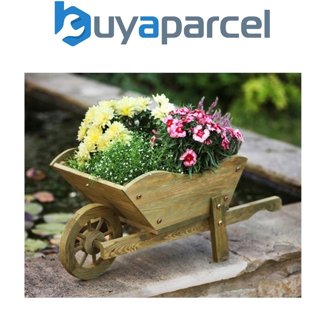 Smart Garden Extra Large Woodland Wooden Wheelbarrow Planter Smart Garden Wooden Wheelbarrow Flower Planter Tan Ornament 5020030