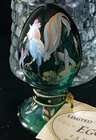 Fenton Forest Green/Teal Egg Rooster Decoration 5145 7Y B. Fluharty Artist