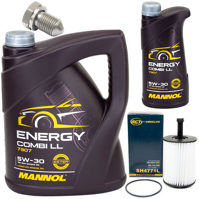 Motoröl-Set 5W30 + Ölfilter + Ablassschraube – 4 Liter MANNOL, Filter SH4771L