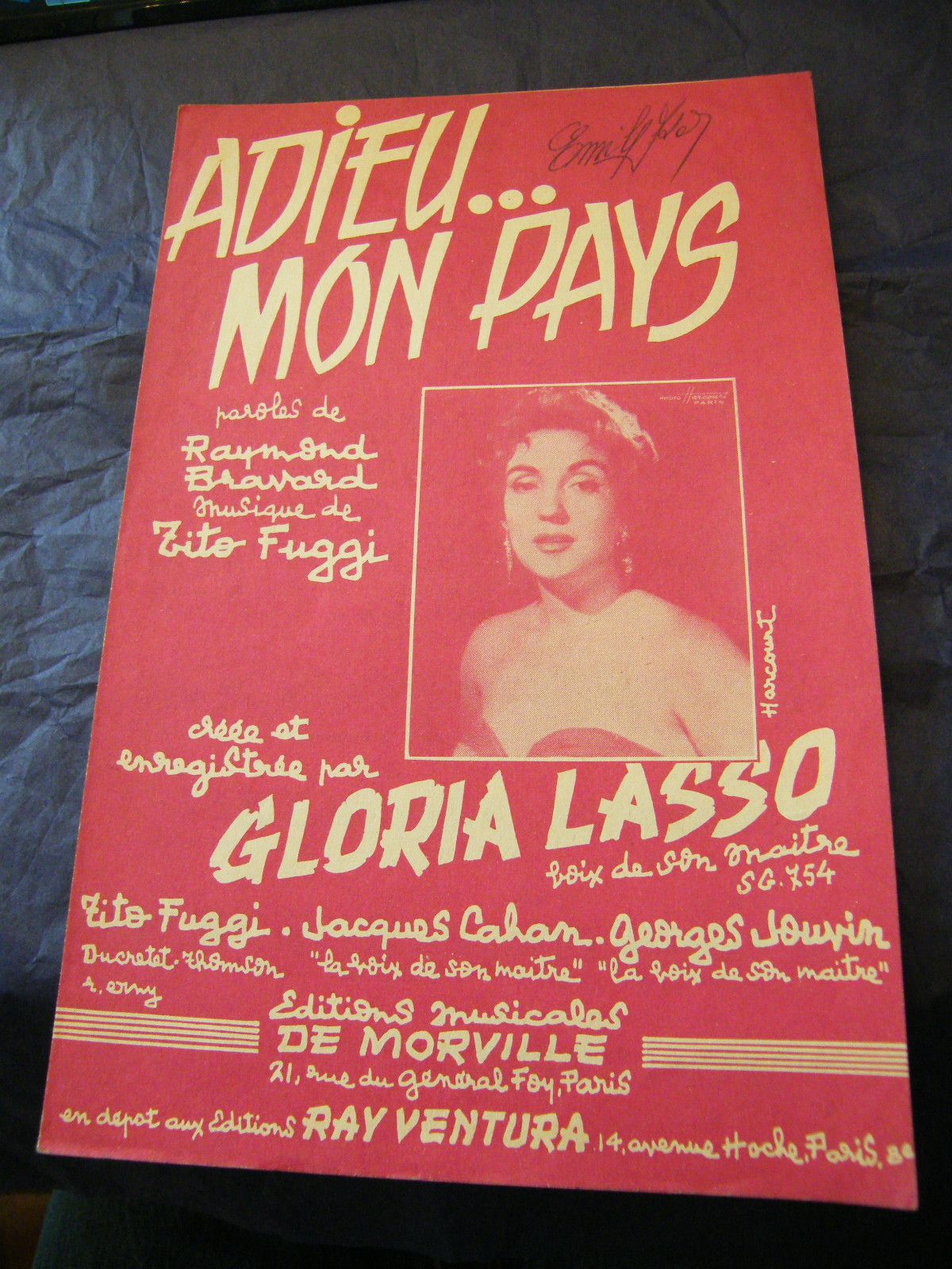 Goodbye My Country Gloria Lasso 1956 Music Sheet
