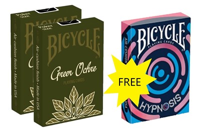 BICYCLE Poker Playing Cards, Green Ochre +1 Deck HYPNOSIS Pink FREE, USPCC