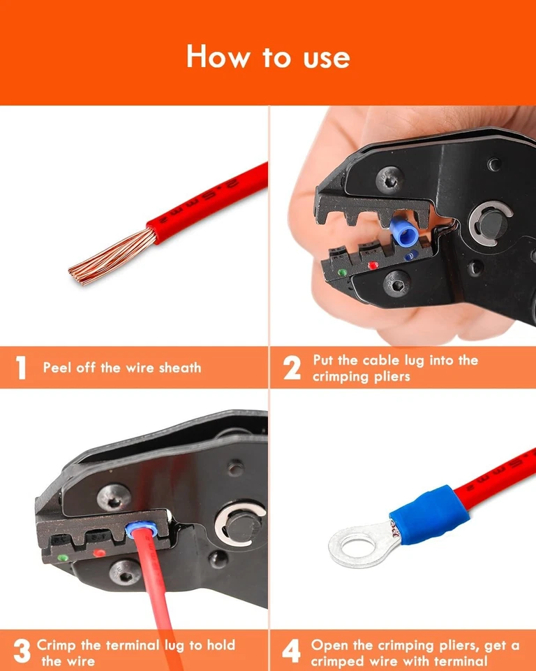Ring Terminals 260PCS Electrical Crimp Connectors AWG22-10 Crimp Terminals Wire - Image 4 of 4