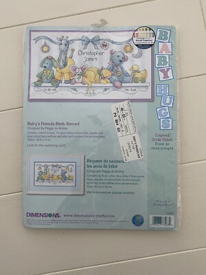 Dimensions BABY S FRIENDS BIRTH RECORD Counted Cross Stitch 14 x8  73068 NEW
