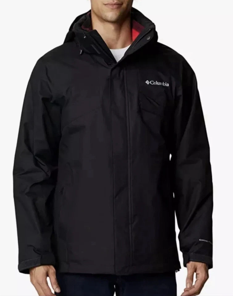 Columbia 3 In 1 Jacket Men's Size XL Bugaboo II Buffalo Plaid Interchange Black - Image 2 of 4