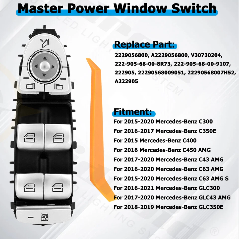 Nuevo interruptor de ventana eléctrica lado del conductor para Mercedes Benz C300 C400 GLC300 2015-2020 Foto 2 de 4