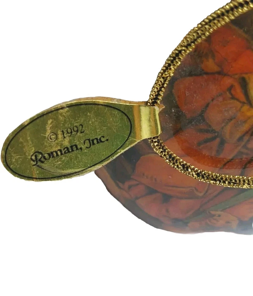 Vintage 1992 Roman Inc. Wooden  Egg Shaped Ornament Artwork Fontanini... - Image 4 of 4