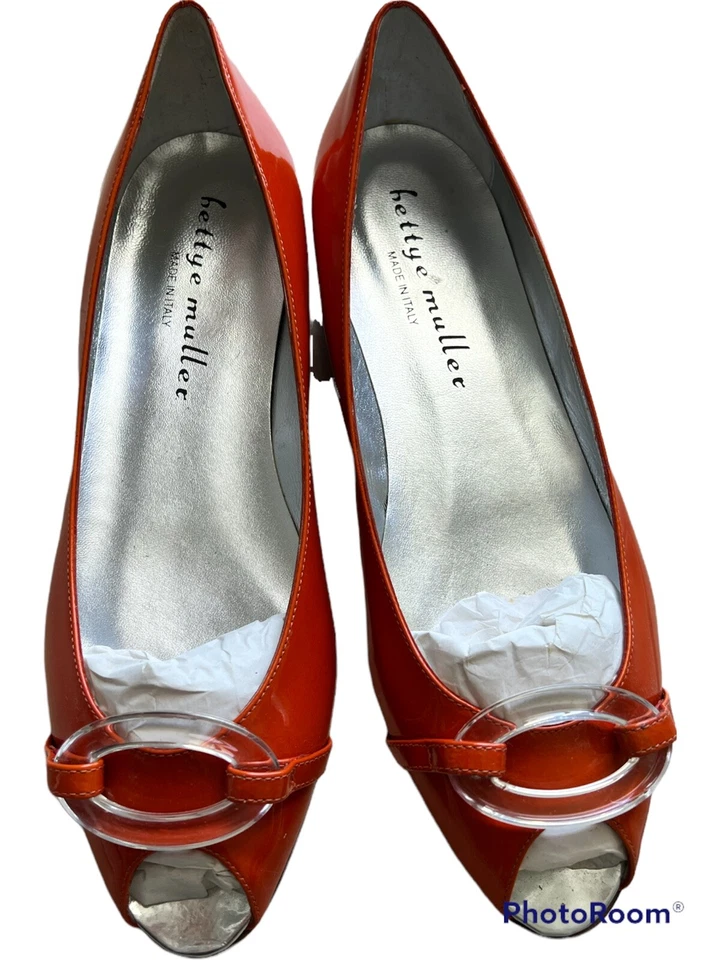 Новый с ярлыками $228 Anthropologie BETTYE MULLER лакированная кожа балерины плоскостях 39 оранжевый - Изображение 2 из 4