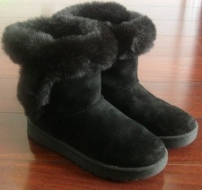 SONOMA Alainaa Black Faux Fur Boots Girls Size 2 M Medium EX