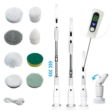 Electric spin scrubber,8 in 1 8 Brush Heads shower cleaner brush Long Handle