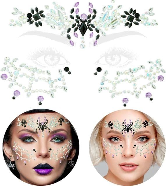 Halloween Black Widow Spider Face Jewels Gothic Makeup Stickers