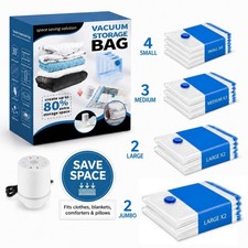 11 Pcs Vacuum Storage Bags With Electric Pump 4 Sizes Space Saver For Clothes