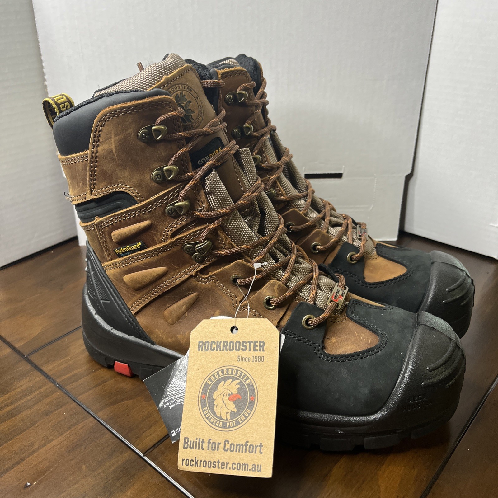 ROCKROOSTER Woodland Boots Men's 9.5 EEE Waterproof 8” Work Boots Landscaping