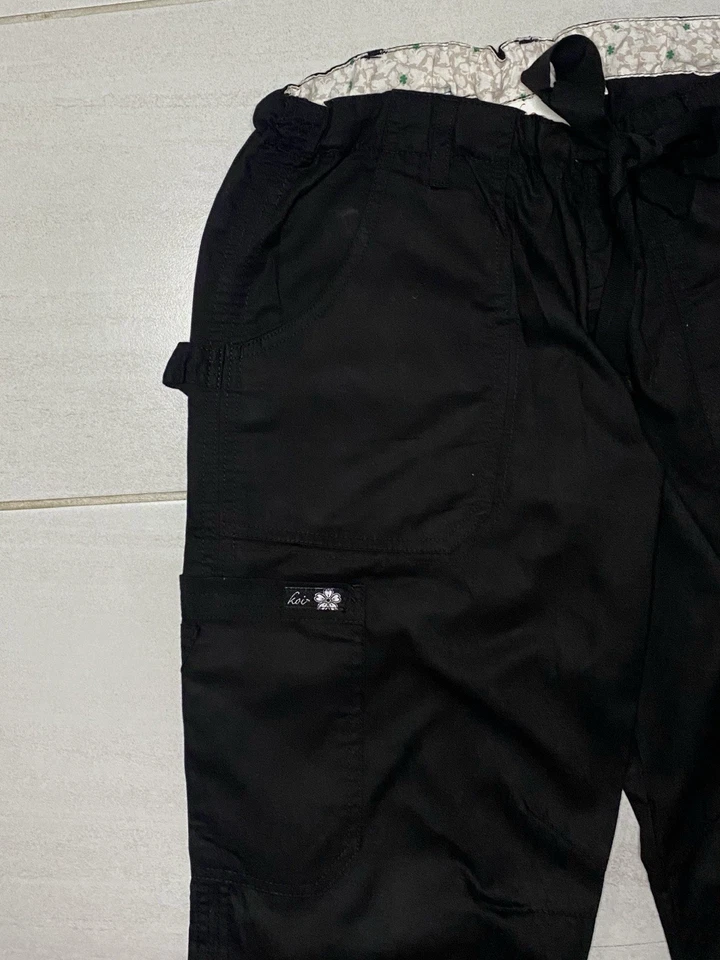 NEW Koi Scrub Pants Women’s Sz Small Petite Black Cargo Nursing Medical - Image 4 of 4