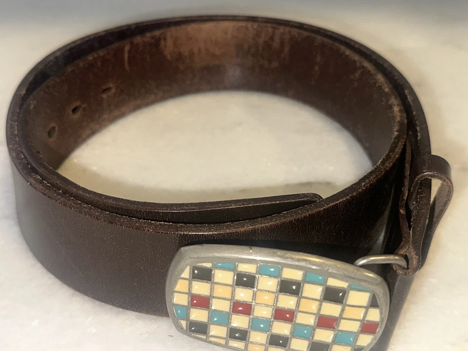 Paul Smith 90-х винтажный кожаный ремень Y2K 92,5 см регулируемый коричневый новый другой - Изображение 4 из 4
