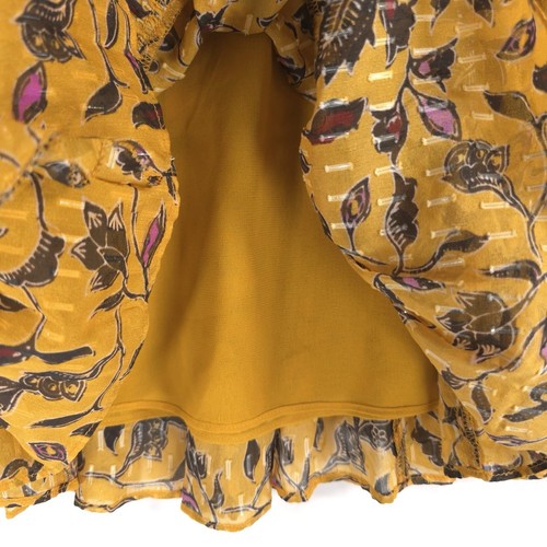 Ulla Johnson Spódnica mini Rozmiar 4 JEDWAB Mieszanka Zea Marszczona plisa Detale Obszywka Kwiatowa - Zdjęcie 13 z 14