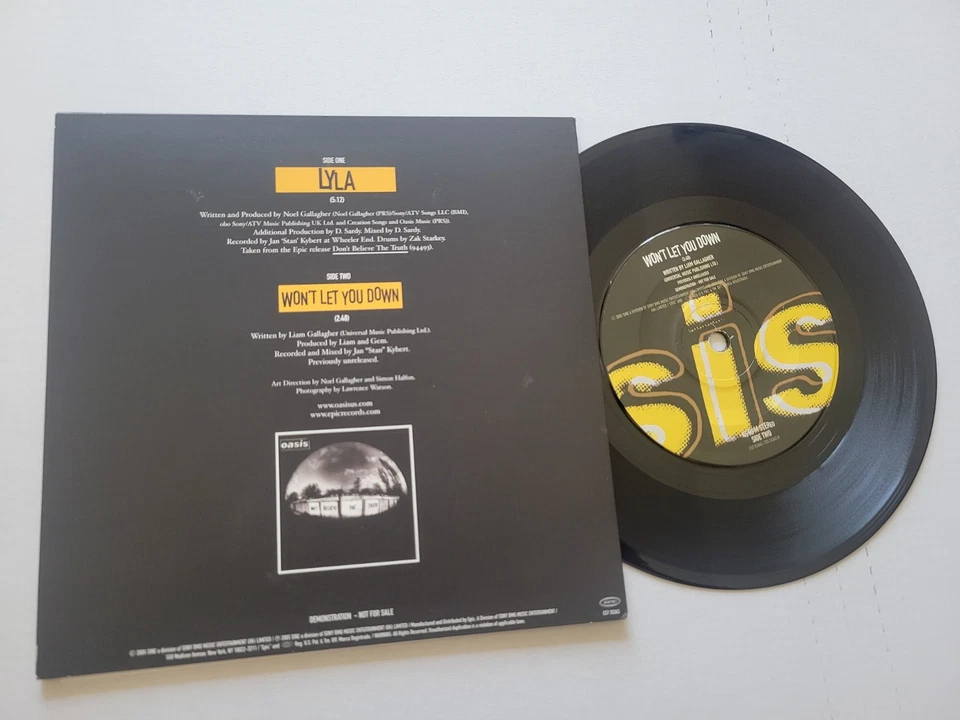 OASIS - Lyla / Won't Let You Down PROMO 7" Liam Noel Gallagher 2005 NM-/NM- - Image 2 of 2