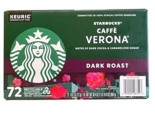 Starbucks Cafe Verona 72 K-cups, 100%  Arabica, Dark Roast, Exp. 06/26