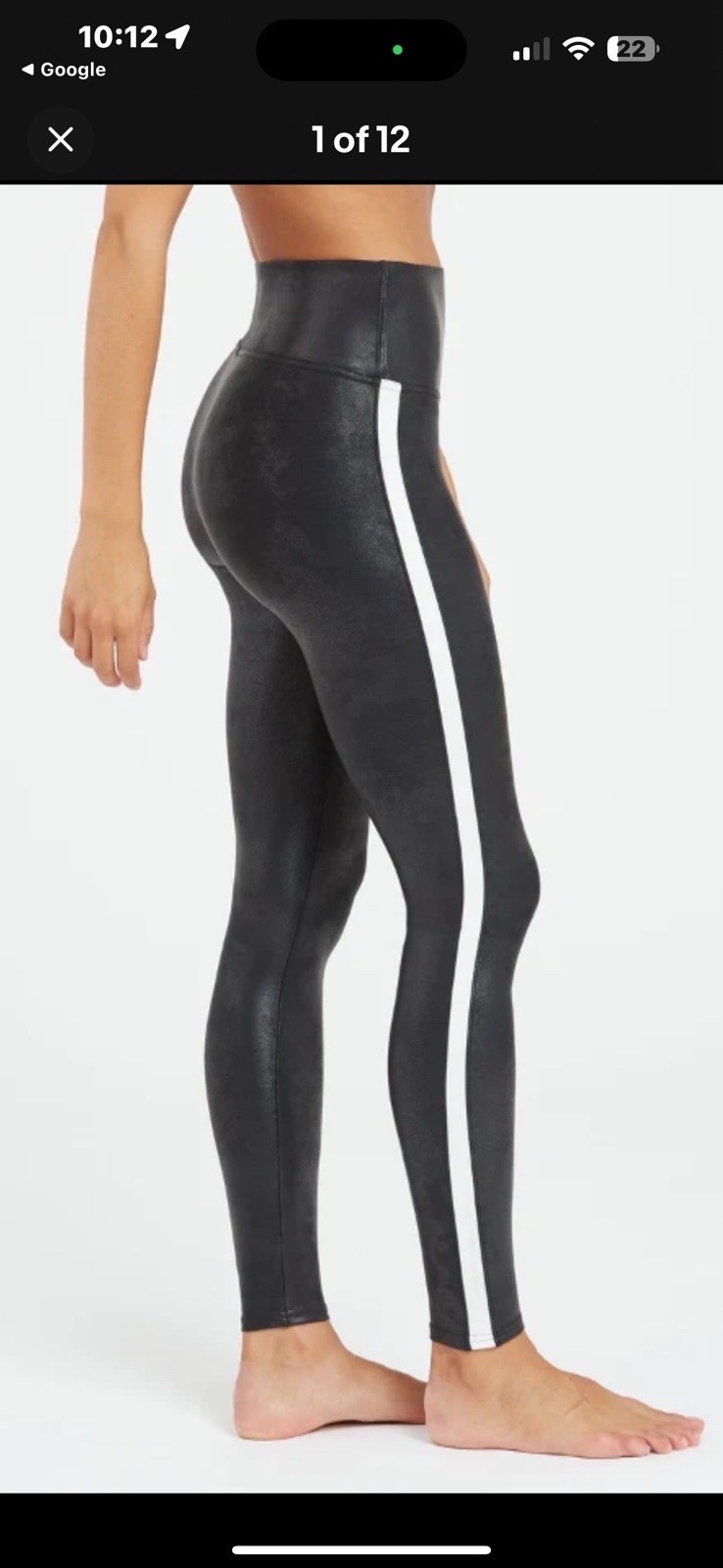 SPANX Faux Leather Black/White Track Leggings Size S