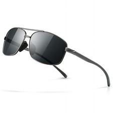 Ultra Lightweight Rectangular Polarized Sunglasses Men UV400 Protection Gunm...