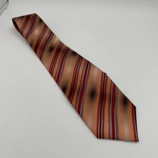 Croft & Barrow Neck Tie Mens Orange Multi Striped 100% Silk Classic Adjustable