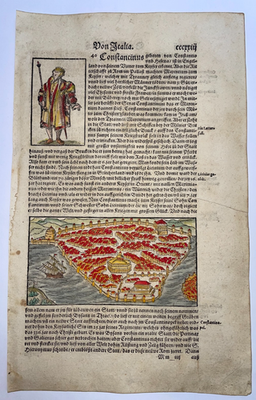 CONSTANTINOPLE 1564 MUNSTER SEBASTIAN ANTIQUE ENGRAVED VIEW 16TH