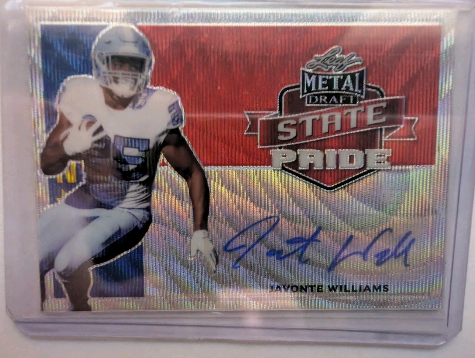 Javonte Williams Leaf Metal Draft State Pride Autographs #SPJW2 Blue Wave