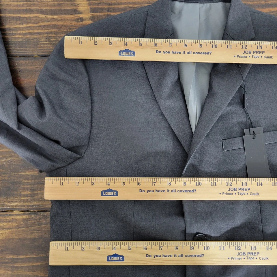 Andrew Marc CASSELMAN 男式运动外套西装外套双扣灰色聚乙烯混纺 40S 全新 — 第 2/4 张图片