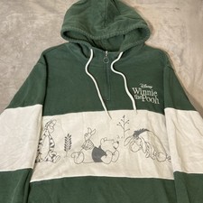 Disney Winnie The Pooh XL Adult Embroidered Graphic Hoodie 1/4 Zip Pullover B8