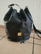 MCM Leder Vintage Beutel Damen Umhängetasche Schwarz