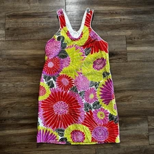 Trina Turk Demuth Dress Womens Size 8 Floral Pink Multicolor V Neck Mini Zipper