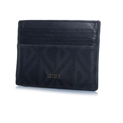 Dior, Monogram Canvas And Leather Card Holder Male Black One Size