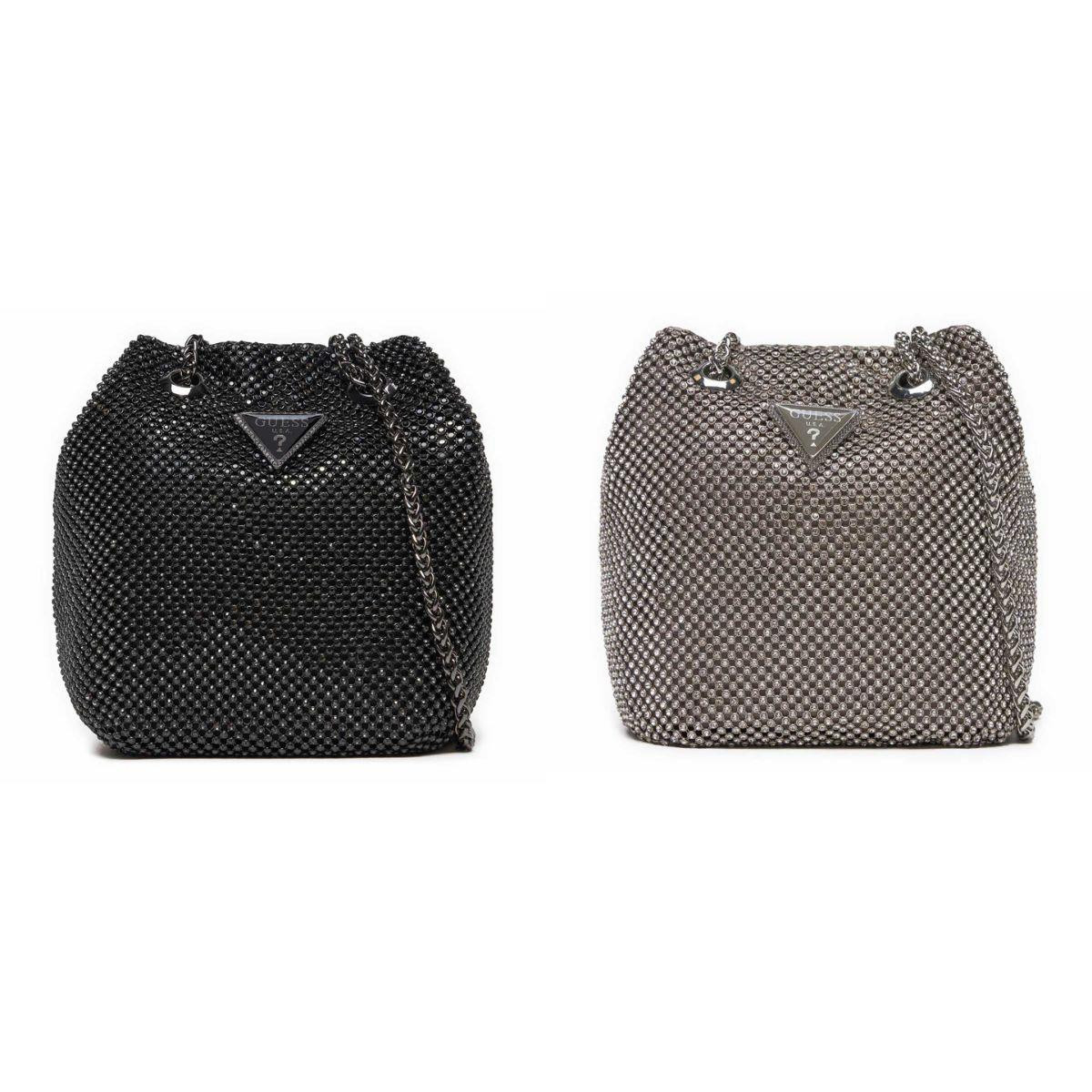 Guess Borsa A Secchiello Donna In Nero Con Cristalli