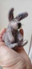 Hand Made Needle Felted Plump Sleepy Rabbit