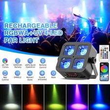 US 4x25W RGBWA+UV LED PAR Stage Light Rechargeable Battery DJ Light Wireless APP
