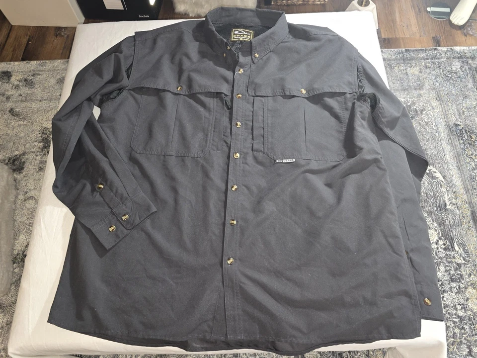 Drake Wingshooter Shirt 2XL Black Caviar Long Sleeve Craig Morgan Embroidered - Image 3 of 4