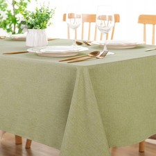 Rectangle Faux Linen Tablecloth - Textured Waterproof Spill-Proof Wrinkle and...