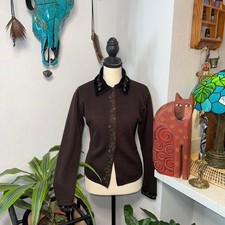 Vintage Vtg y2k velvet beaded wool blend cardigan