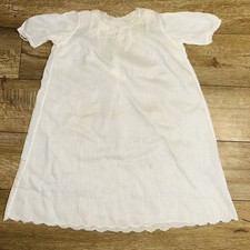 Vintage Cotton Long Christening Gown Infant Dress White Lightweight No Size