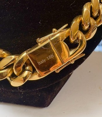 14mm 22  Hypoallergenic Gold Cuban Chain   Heavy 218g, Italy Clasp