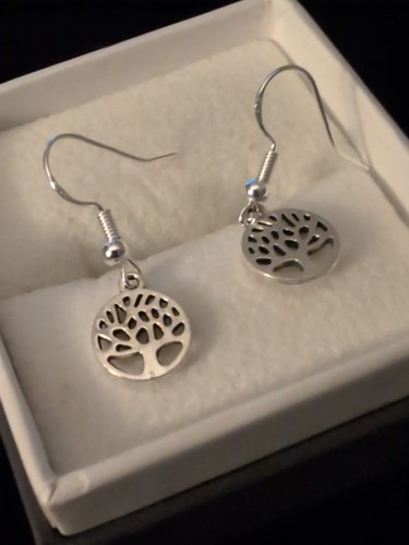 Sterling Silver 925 Hand Crafted Casted Irish Celtic Tree Of Life Earrings