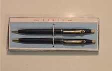 Vintage Cross Century USA Black Matte Ballpoint Pen Pencil GE Clip Cross Box