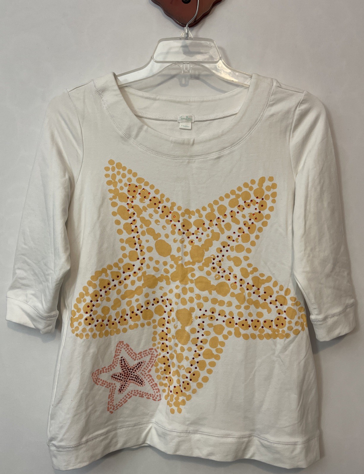 Sun Bay Womens Petite Medium White Star Print Cotton Shirt A6695