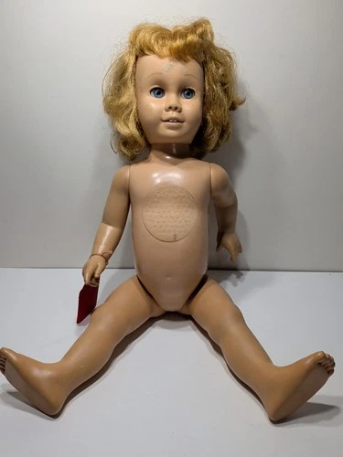 ✨VINTAGE✨ 1960 Mattel Chatty Cathy Doll w Blond Hair & Freckles 20" & Sleep Eyes