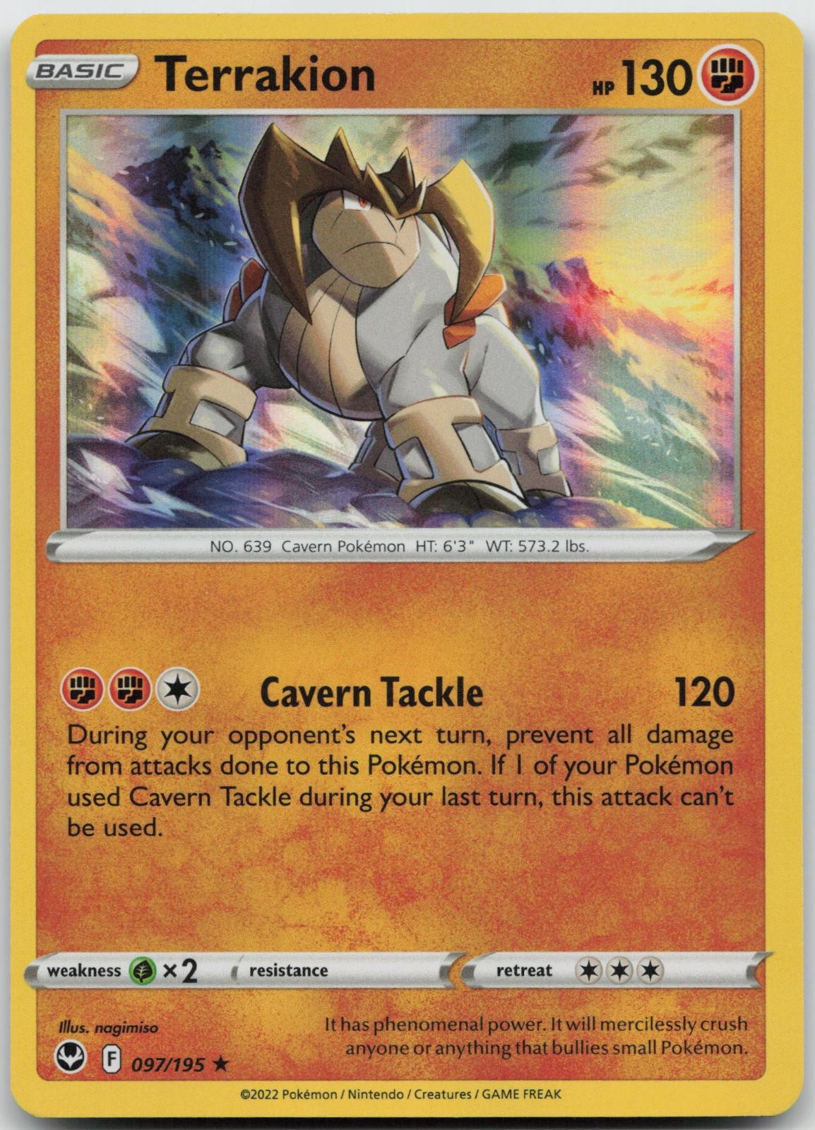 Terrakion 097/195 Holo Rare Silver Tempest Pokemon Holo Near Mint
