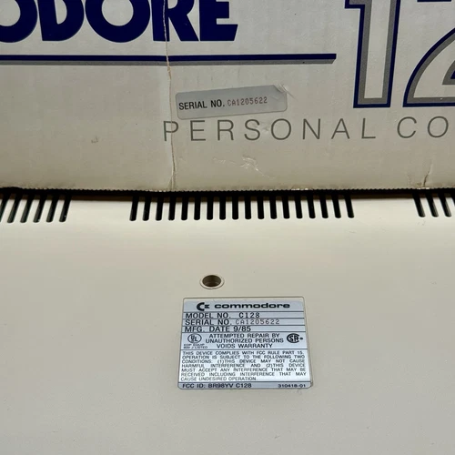 Commodore 128 Personal Computer In Box W/ Matching Serial # Not Tested Turns On