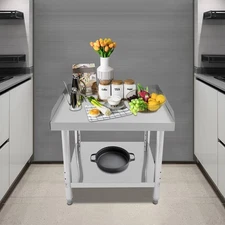 Stainless Steel 30" x 30" Commercial Kitchen Work Prep Table with Backsplash